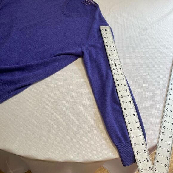 Alan Flusser Purple V Neck Cashmere Sweater Size Large - Picture 7 of 9